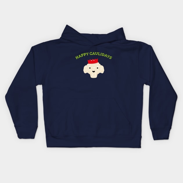 Happy Caulidays - Festive Cauliflower Kids Hoodie by propellerhead